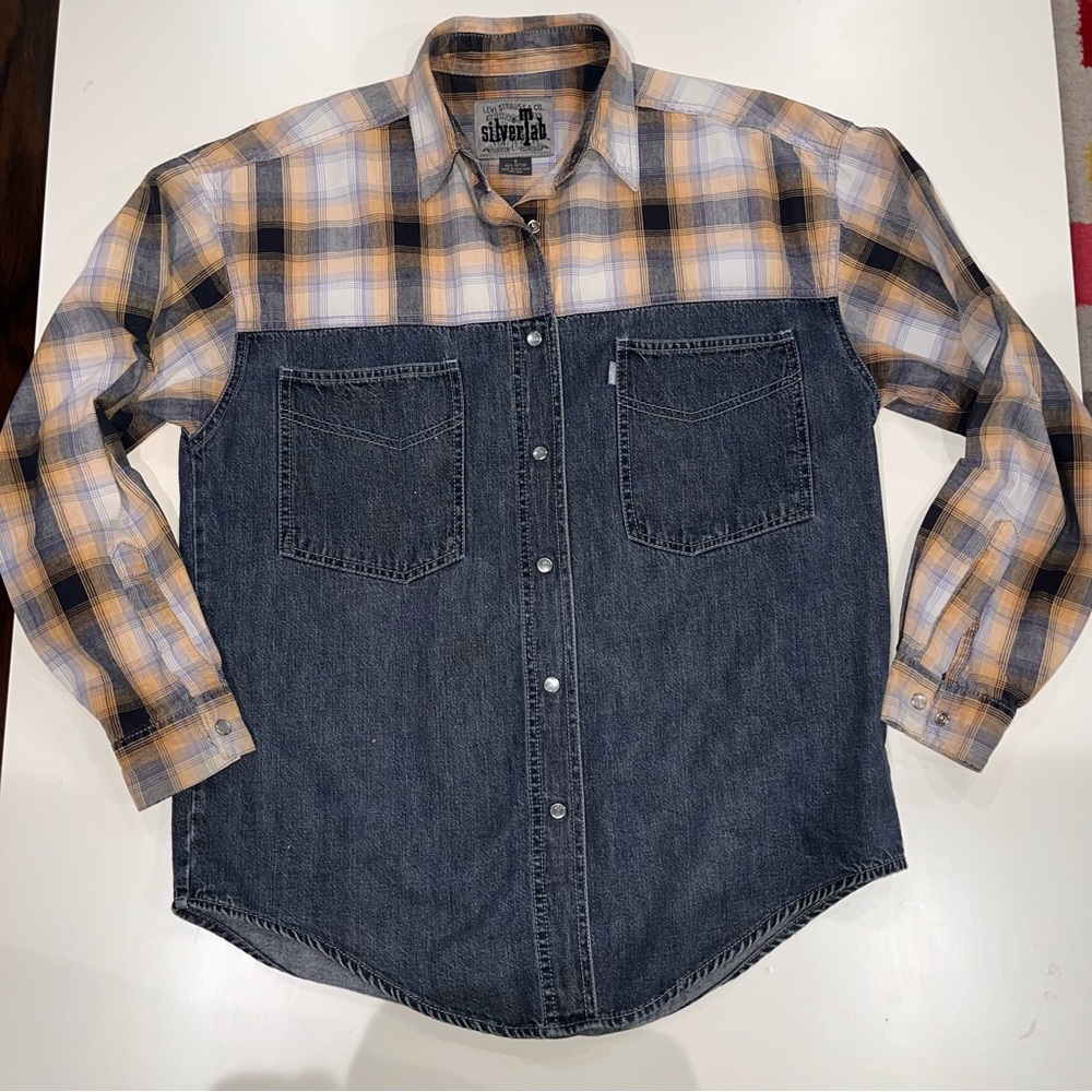 Levis Silver Tab - Pearl Snap Plaid and Denim Shirt